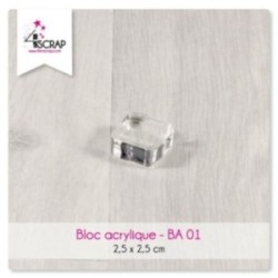 Bloc acrylique transparent Scrapbooking Carterie -2,5 cm x 2,5 cm