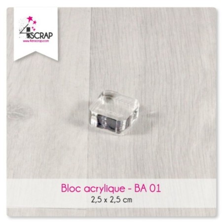 Bloc acrylique transparent Scrapbooking Carterie -2,5 cm x 2,5 cm