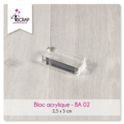 Bloc acrylique transparent 2,5 cm x 5 cm - Scrapbooking