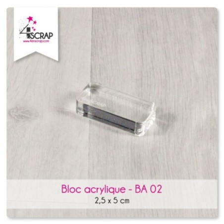 Bloc acrylique transparent Scrapbooking Carterie -2,5 cm x 5 cm