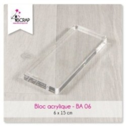 Bloc acrylique transparent Scrapbooking Carterie - 6 cm x 15 cm