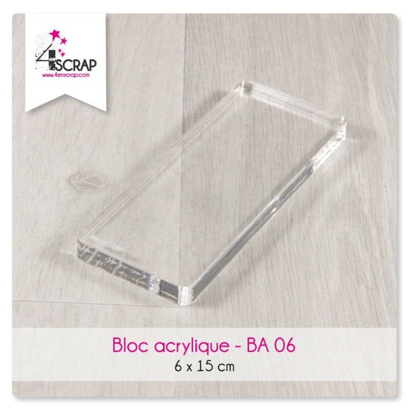 Bloc acrylique transparent Scrapbooking Carterie - 6 cm x 15 cm Bloc acrylique transparent Scrapbooking Carterie - 6 cm x 15 cm