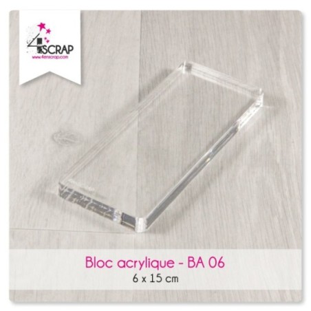 Bloc acrylique transparent Scrapbooking Carterie - 6 cm x 15 cm