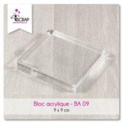 Bloc acrylique transparent 9 cm x 9 cm - Scrapbooking Carterie