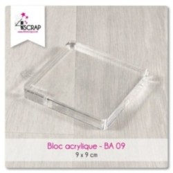 Bloc acrylique transparent Scrapbooking Carterie - 9 cm x 9 cm