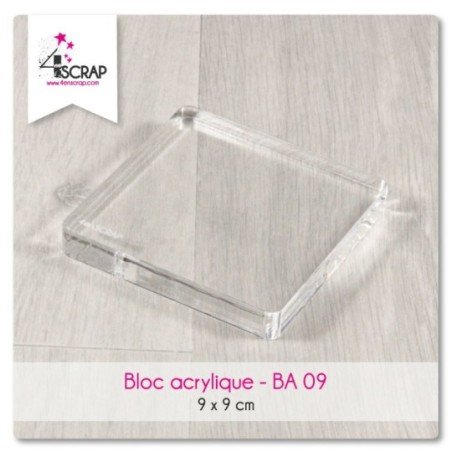 Bloc acrylique transparent Scrapbooking Carterie - 9 cm x 9 cm