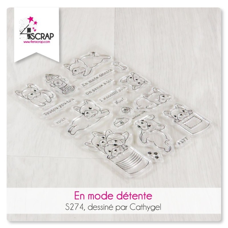 Tampon transparent Scrapbooking Carterie chiens - En mode détente Tampon transparent Scrapbooking Carterie chiens - En mode détente