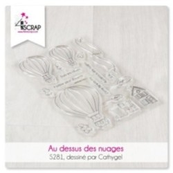 Tampon transparent Scrapbooking Carterie montgolfière - Au dessus des nuages