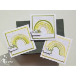 Papier imprimé Scrapbooking Carterie - "Carrés rayonnants blanc sur fond jaune usé"