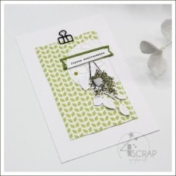 Papier imprimé Scrapbooking Carterie - "Cactus blancs sur fond vert dégradé"