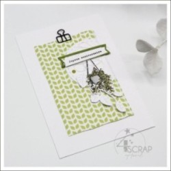 Printed Paper Scrapbooking Card Making - "White cactus on green gradient green"