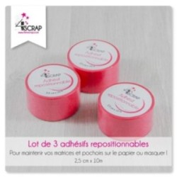 Outil Scrapbooking Carterie - Lot de 3 Adhésifs repositionnables