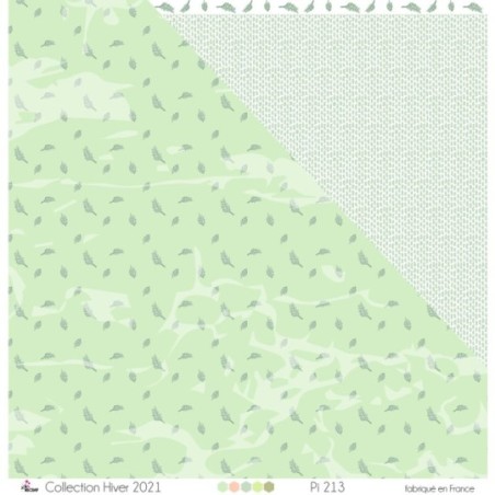 Papier imprimé "Feuilles de houx menthe glacée" - Scrapbooking Carterie