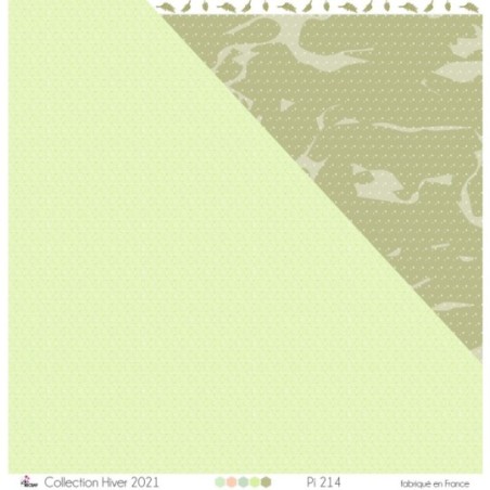 Printed paper "White wood logs on an almond green background" - Scrapbooking Carterie