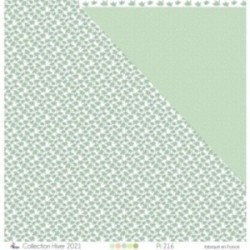 Papier imprimé "Edelweiss vert sur fond blanc" - Scrapbooking Carterie