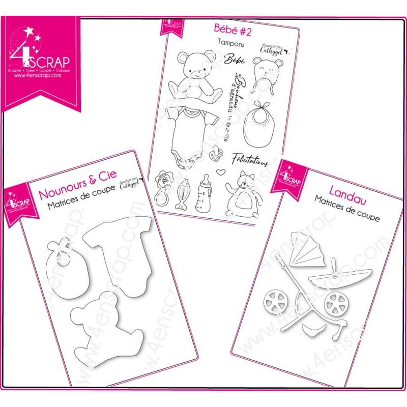 Pack "Bébé 2 - Tampon transparent matrice die Scrapbooking Carterie Pack "Bébé 2 - Tampon transparent matrice die Scrapbooking Carterie