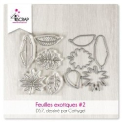 Duo de tampons et matrices de coupe assorties avec des feuilles exotiques