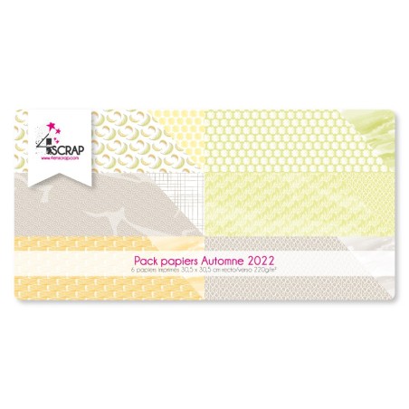 Pack de 6 papiers imprimés recto verso assortis pour le scrapbooking sur le thème de l’automne avec des feuilles et des motifs i