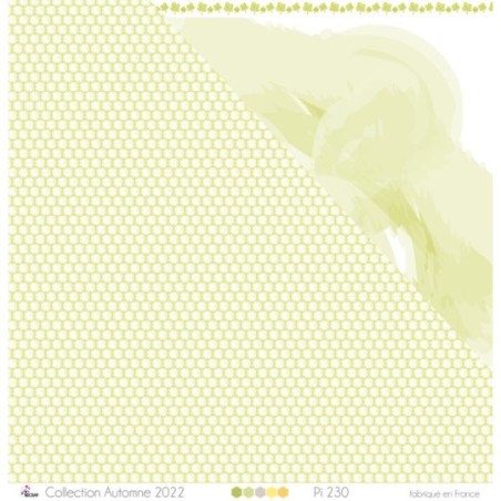 Printed paper "Duo of white summer leaves on green background"- Scrapbooking Cardboard