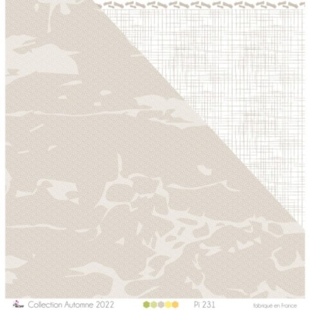 Printed paper "Duo of white summer leaves on green background"- Scrapbooking Cardboard