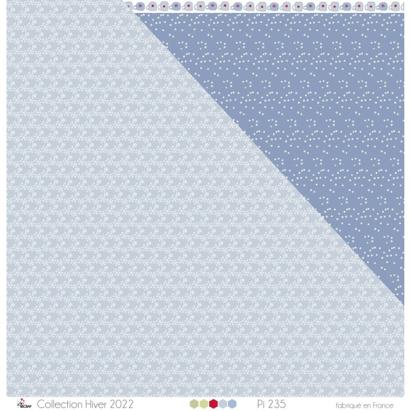 Papier imprimé de scrapbooking avec une chute de flocons de neige blancs sur fond bleu Papier imprimé de scrapbooking avec une chute de flocons de neige blancs sur fond bleu