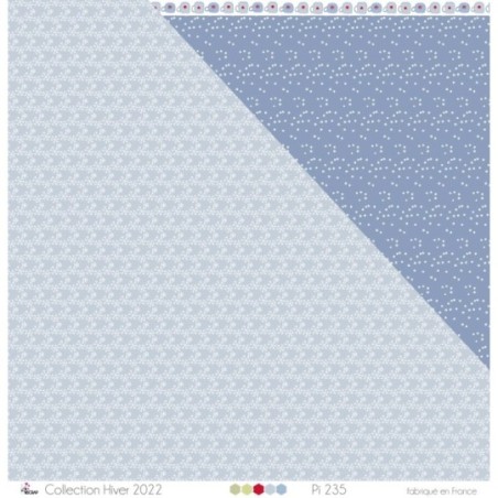  Papier imprimé de scrapbooking avec une chute de flocons de neige blancs sur fond bleu