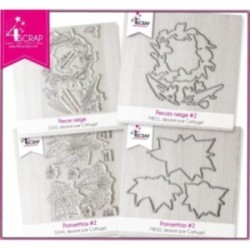 Pack de produits de scrapbooking "fleurs d'hiver", avec des tampons transparents et matrices de coupe de poinsettias et perce-ne