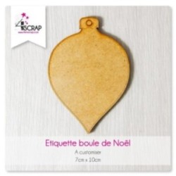 Etiquette boule de Noël en bois pour créations de scrapbooking à customiser