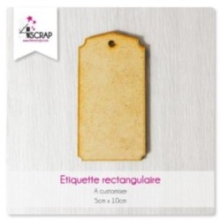 Etiquette rectangulaire en bois pour créations de scrapbooking à customiser