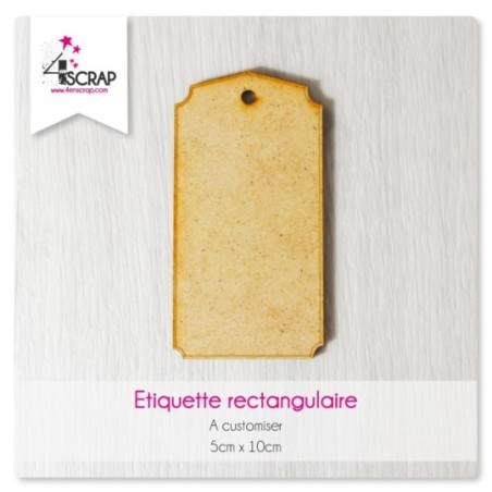 Etiquette rectangulaire en bois pour créations de scrapbooking à customiser