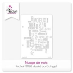 Pochoir de scrapbooking "nuage de mots" pour faire un fond sur le thème de noël et des voeux.