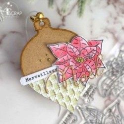 Matrice de coupe de scrapbooking avec des fleurs de poinsettias, l'étoile de noël.