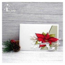 Matrice de coupe de scrapbooking avec des fleurs de poinsettias, l'étoile de noël.