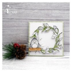 Matrice de coupe de scrapbooking sur le thème des fêtes, représentant des fleurs de perce neige.