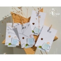 Duo tampons transparents et matrices de coupe de scrapbooking avec des mugs gourmands.