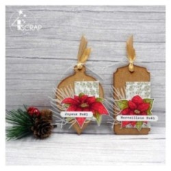 Etiquette boule de Noël en bois pour créations de scrapbooking à customiser