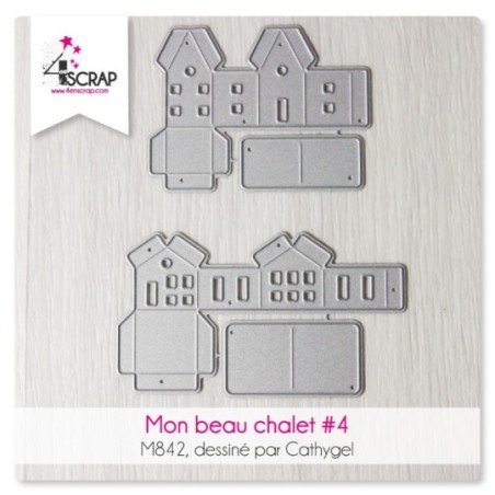 Matrice de coupe de scrapbooking "mon beau chalet 4" pour faire des petits chalets décoratifs en volume.