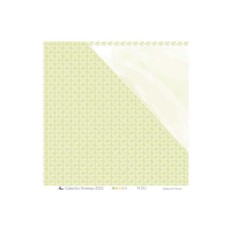 Feuillages blancs de printemps sur fond vert - Papier imprimé Feuillages blancs de printemps sur fond vert - Papier imprimé