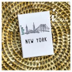 Carte de scrapbooking sur le thème du voyage avec la skyline de New York.